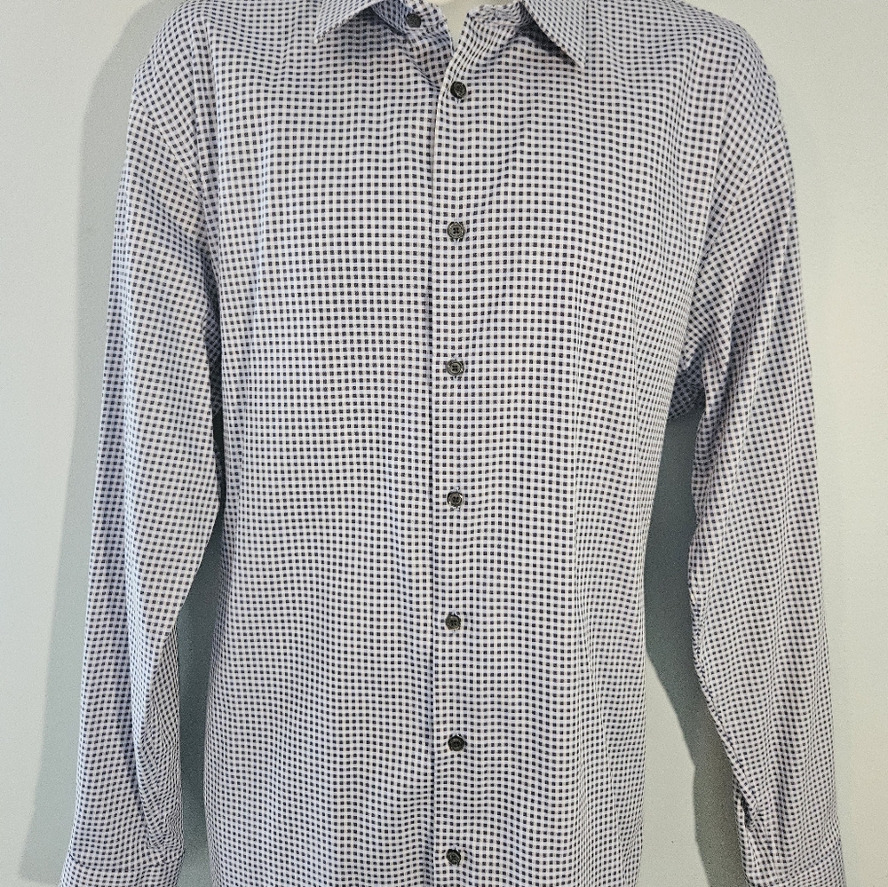 C2 by Calibrate Men's Monochrome Grid Shirt